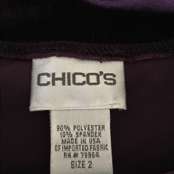 CHICO’S purple velour top NWOT - Picture 2 of 2